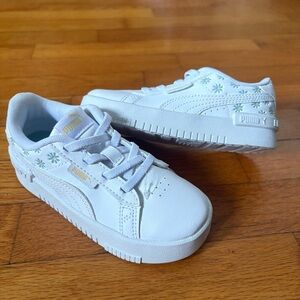 PUMA Kids White Sneakers with Floral Accents girls new with tags